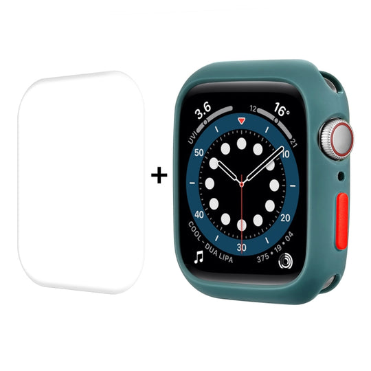 ENKAY  TPU Case  + Full Coverage PET Screen Protector For Apple Watch Series 9 / 8 / 7 45mm(Green)