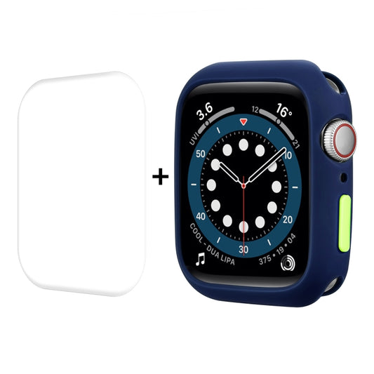 ENKAY  TPU Case  + Full Coverage PET Screen Protector For Apple Watch Series 8 / 7 45mm(Dark Blue) - Watch Cases by ENKAY | Online Shopping UK | buy2fix