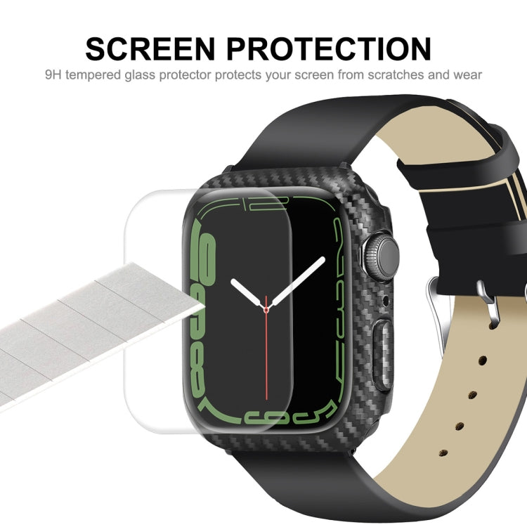 For Apple Watch Series 8 / 7 41mm ENKAY Carbon Fiber PC Case + Full Coverage PET Screen Protector - Watch Cases by ENKAY | Online Shopping UK | buy2fix