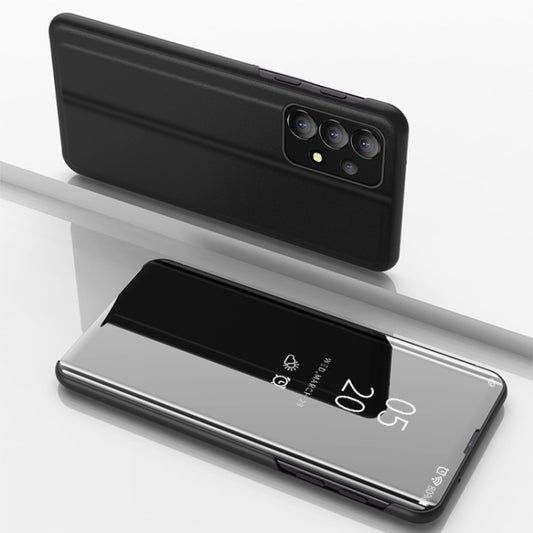 For Samsung Galaxy A53 5G Plated Mirror Flip Leather Case with Holder(Black) - Galaxy Phone Cases by buy2fix | Online Shopping UK | buy2fix