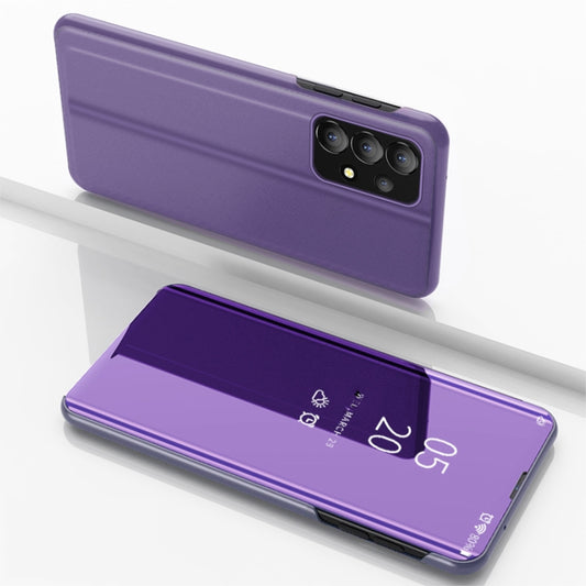 For Samsung Galaxy A53 5G Plated Mirror Flip Leather Case with Holder(Purple Blue) - Galaxy Phone Cases by buy2fix | Online Shopping UK | buy2fix