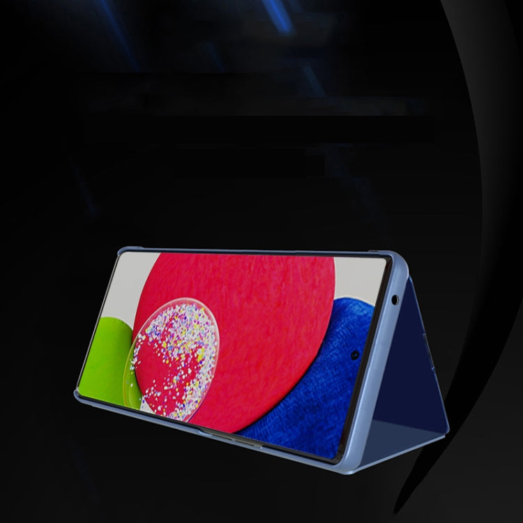 For Samsung Galaxy A53 5G Plated Mirror Flip Leather Case with Holder(Blue) - Galaxy Phone Cases by buy2fix | Online Shopping UK | buy2fix