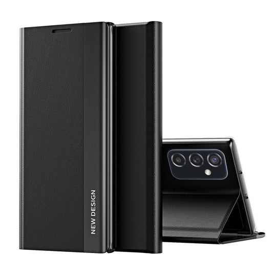 For Samsung Galaxy A53 5G Side Electroplated Magnetic Flip Leather Case with Holder(Black) - Galaxy Phone Cases by buy2fix | Online Shopping UK | buy2fix