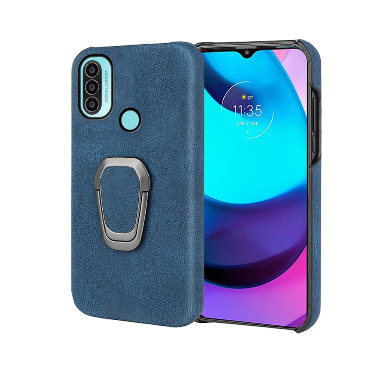 For Motorola Moto E20 / E30 / E40 Ring Holder PU Phone Case(Blue) - Motorola Cases by buy2fix | Online Shopping UK | buy2fix