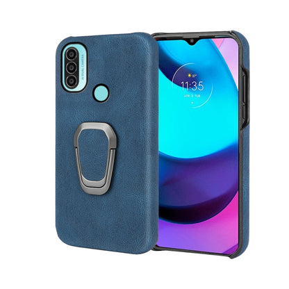For Motorola Moto E20 / E30 / E40 Ring Holder PU Phone Case(Blue) - Motorola Cases by buy2fix | Online Shopping UK | buy2fix