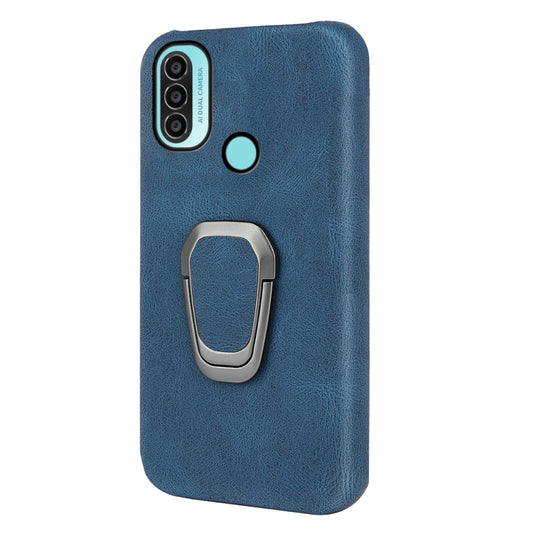 For Motorola Moto E20 / E30 / E40 Ring Holder PU Phone Case(Blue) - Motorola Cases by buy2fix | Online Shopping UK | buy2fix