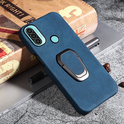 For Motorola Moto E20 / E30 / E40 Ring Holder PU Phone Case(Blue) - Motorola Cases by buy2fix | Online Shopping UK | buy2fix