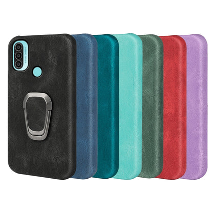 For Motorola Moto E20 / E30 / E40 Ring Holder PU Phone Case(Blue) - Motorola Cases by buy2fix | Online Shopping UK | buy2fix