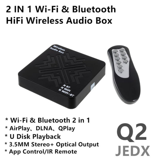 JEDX Q2 WiFi & Bluetooth 2 in 1 Digital Audio Adapter Smart Hi-Fi Audio Box - Audio Receiver Transmitter by buy2fix | Online Shopping UK | buy2fix