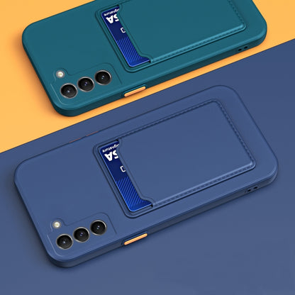 For Samsung Galaxy S22+ 5G Skin Feel Card Contrast Color Button TPU Phone Case(Dark Blue) - Galaxy S22+ 5G Cases by buy2fix | Online Shopping UK | buy2fix