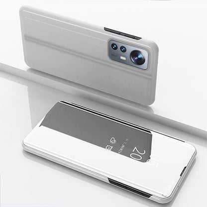 For Xiaomi 12 / 12X Plated Mirror Horizontal Flip Leather Case with Holder(Silver) by buy2fix