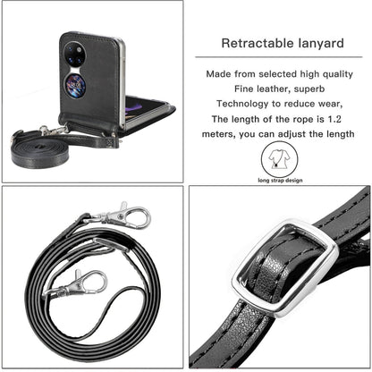 For Huawei  P50 Pocket Diagonal Embossed Card Folding Phone Case(Black) - Huawei Cases by buy2fix | Online Shopping UK | buy2fix