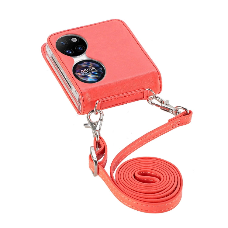 For Huawei  P50 Pocket Diagonal Embossed Card Folding Phone Case(Red) - Huawei Cases by buy2fix | Online Shopping UK | buy2fix