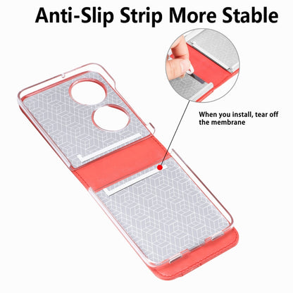 For Huawei  P50 Pocket Diagonal Embossed Card Folding Phone Case(Red) - Huawei Cases by buy2fix | Online Shopping UK | buy2fix