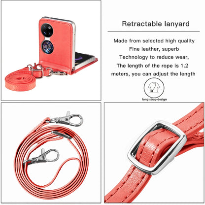 For Huawei  P50 Pocket Diagonal Embossed Card Folding Phone Case(Red) - Huawei Cases by buy2fix | Online Shopping UK | buy2fix