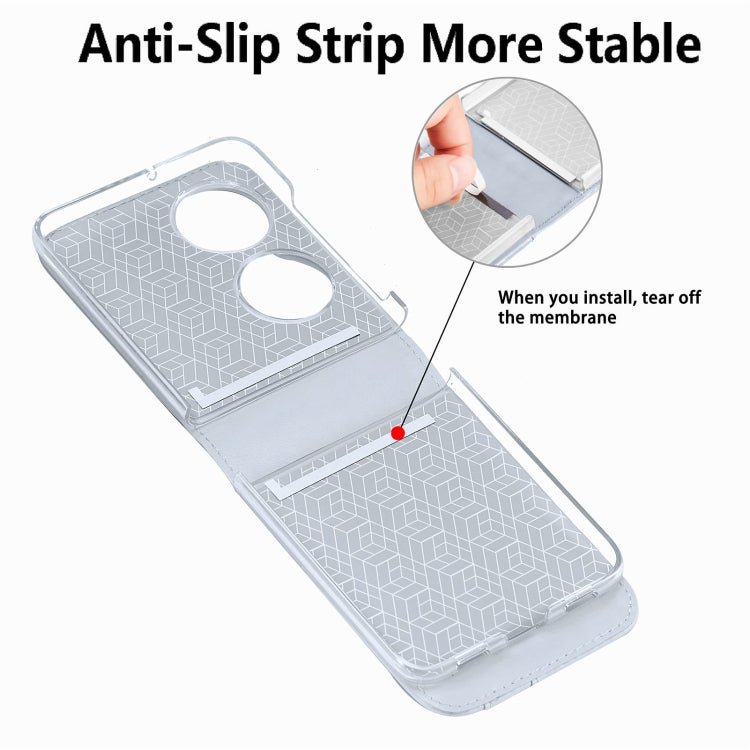For Huawei  P50 Pocket Diagonal Embossed Card Folding Phone Case(Silver) - Huawei Cases by buy2fix | Online Shopping UK | buy2fix