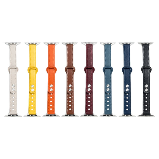 Microfiber Leather Double Buckle Watch Band for Apple Watch Series 9&8&7 41mm / SE 3&SE 2&6&SE&5&4 40mm / 3&2&1 38mm (Beige) - Watch Bands by buy2fix | Online Shopping UK | buy2fix