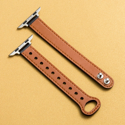 Microfiber Leather Double Buckle Watch Band for Apple Watch Series 9&8&7 41mm / SE 3&SE 2&6&SE&5&4 40mm / 3&2&1 38mm (Beige) - Watch Bands by buy2fix | Online Shopping UK | buy2fix