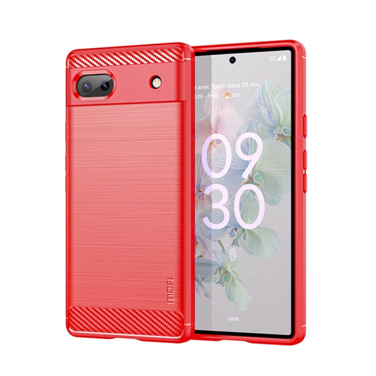 For Google Pixel 6A MOFI Gentleness Brushed Carbon Fiber Soft TPU Case(Red) - Google Cases by MOFI | Online Shopping UK | buy2fix