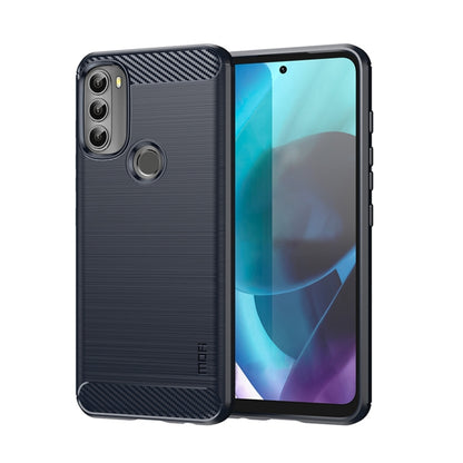 For Motorola Moto G71 5G MOFI Gentleness Brushed Carbon Fiber Soft TPU Case(Blue) - Motorola Cases by MOFI | Online Shopping UK | buy2fix