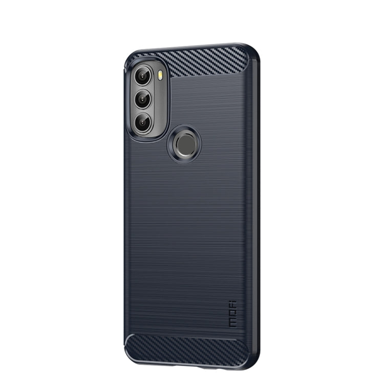 For Motorola Moto G71 5G MOFI Gentleness Brushed Carbon Fiber Soft TPU Case(Blue) - Motorola Cases by MOFI | Online Shopping UK | buy2fix