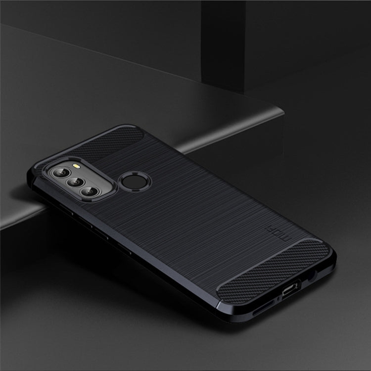 For Motorola Moto G71 5G MOFI Gentleness Brushed Carbon Fiber Soft TPU Case(Blue) - Motorola Cases by MOFI | Online Shopping UK | buy2fix