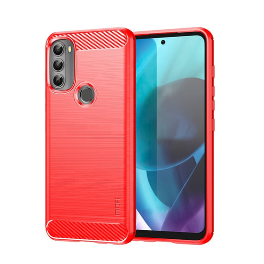 For Motorola Moto G71 5G MOFI Gentleness Brushed Carbon Fiber Soft TPU Case(Red) - Motorola Cases by MOFI | Online Shopping UK | buy2fix