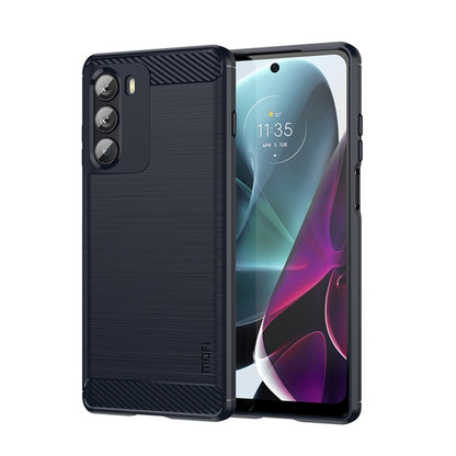For Motorola Moto G200 5G / Edge S30 MOFI Gentleness Brushed Carbon Fiber Soft TPU Case(Blue) - Motorola Cases by MOFI | Online Shopping UK | buy2fix