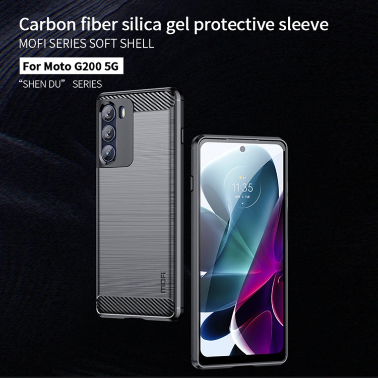 For Motorola Moto G200 5G / Edge S30 MOFI Gentleness Brushed Carbon Fiber Soft TPU Case(Blue) - Motorola Cases by MOFI | Online Shopping UK | buy2fix