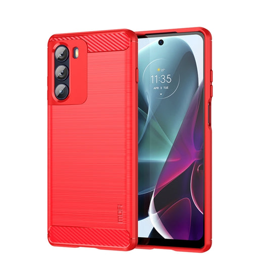 For Motorola Moto G200 5G / Edge S30 MOFI Gentleness Brushed Carbon Fiber Soft TPU Case(Red) - Motorola Cases by MOFI | Online Shopping UK | buy2fix