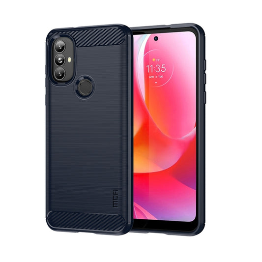 For Motorola Moto G Power 2022 MOFI Gentleness Brushed Carbon Fiber Soft TPU Case(Blue) - Motorola Cases by MOFI | Online Shopping UK | buy2fix
