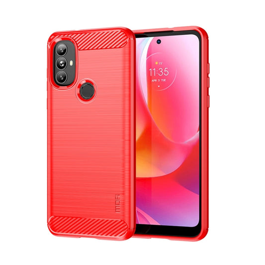 For Motorola Moto G Power 2022 MOFI Gentleness Brushed Carbon Fiber Soft TPU Case(Red) - Motorola Cases by MOFI | Online Shopping UK | buy2fix