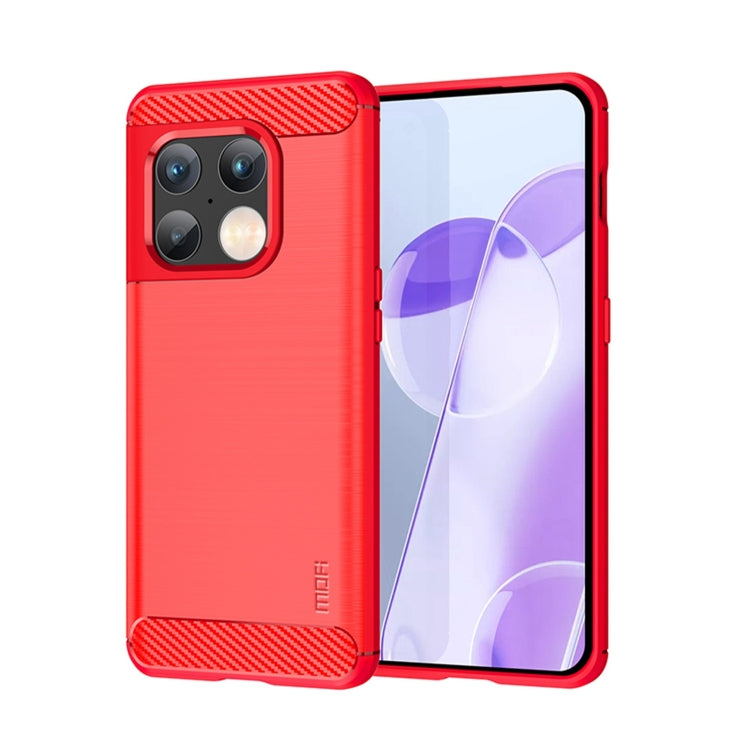For OnePlus 10 Pro 5G MOFI Gentleness Brushed Carbon Fiber Soft TPU Case(Red) - OnePlus Cases by MOFI | Online Shopping UK | buy2fix