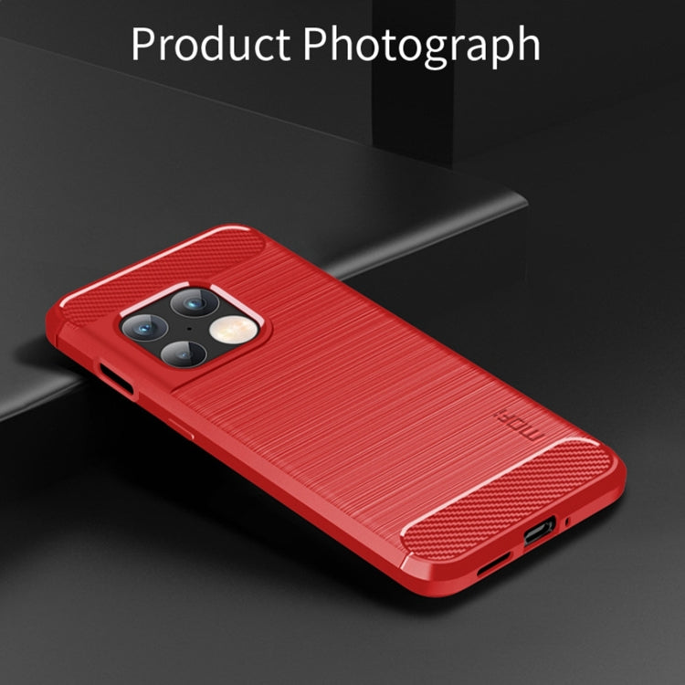 For OnePlus 10 Pro 5G MOFI Gentleness Brushed Carbon Fiber Soft TPU Case(Red) - OnePlus Cases by MOFI | Online Shopping UK | buy2fix