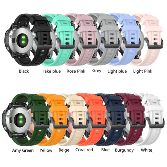 For Garmin Fenix 6S Pro Pure Color Silicone Watch Band(Amy Green) - Watch Bands by buy2fix | Online Shopping UK | buy2fix