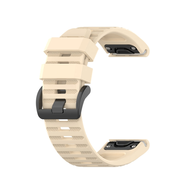 For Garmin Fenix 6X 26mm Silicone Watch Band(Beige) - Watch Bands by buy2fix | Online Shopping UK | buy2fix