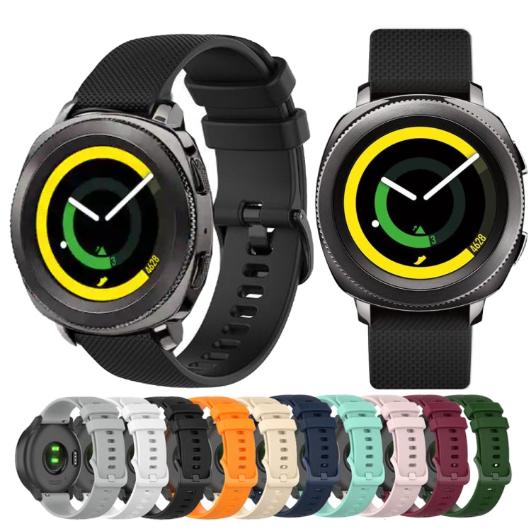For Samsung Galaxy Gear Sport 20mm Checkered Silicone Watch Band(Black) - Watch Bands by buy2fix | Online Shopping UK | buy2fix