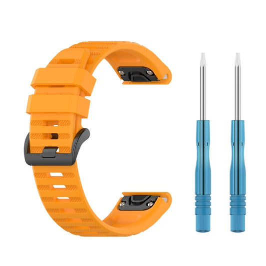 For Garmin Fenix 7X 26mm Solid Color Silicone Quick Release Watch Band(Yellow) - Watch Bands by buy2fix | Online Shopping UK | buy2fix