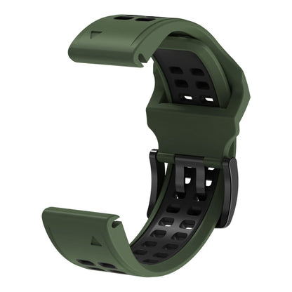 For Garmin Fenix 7X 26mm Two-Color Two-Hole Silicone Quick Release Watch Band(Army Green Black) - Watch Bands by buy2fix | Online Shopping UK | buy2fix