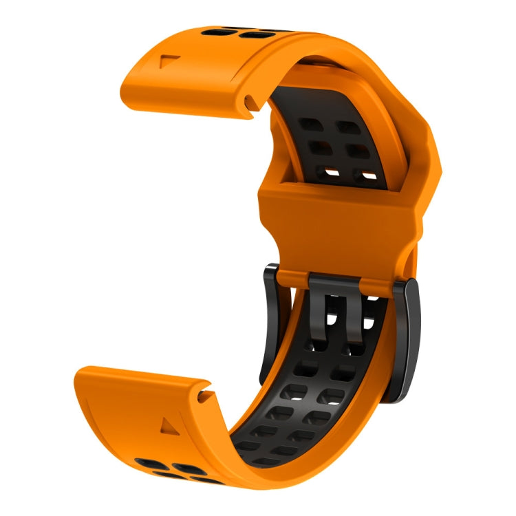 For Garmin Fenix 7X 26mm Two-Color Two-Hole Silicone Quick Release Watch Band(Orange Black) - Watch Bands by buy2fix | Online Shopping UK | buy2fix