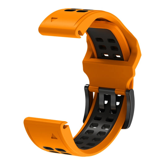 For Garmin Fenix 7X 26mm Two-Color Two-Hole Silicone Quick Release Watch Band(Orange Black) - Watch Bands by buy2fix | Online Shopping UK | buy2fix