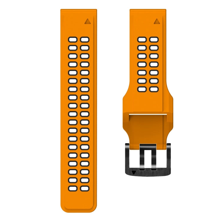 For Garmin Fenix 7X 26mm Two-Color Two-Hole Silicone Quick Release Watch Band(Orange Black) - Watch Bands by buy2fix | Online Shopping UK | buy2fix