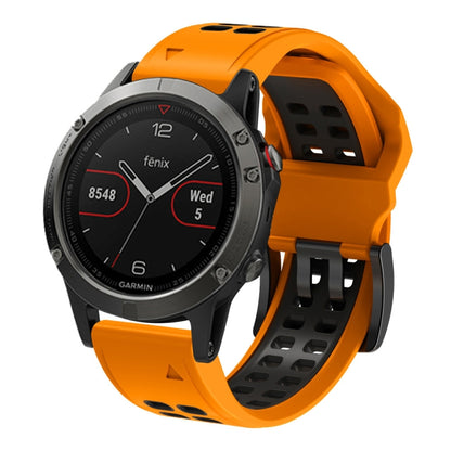 For Garmin Fenix 7X 26mm Two-Color Two-Hole Silicone Quick Release Watch Band(Orange Black) - Watch Bands by buy2fix | Online Shopping UK | buy2fix
