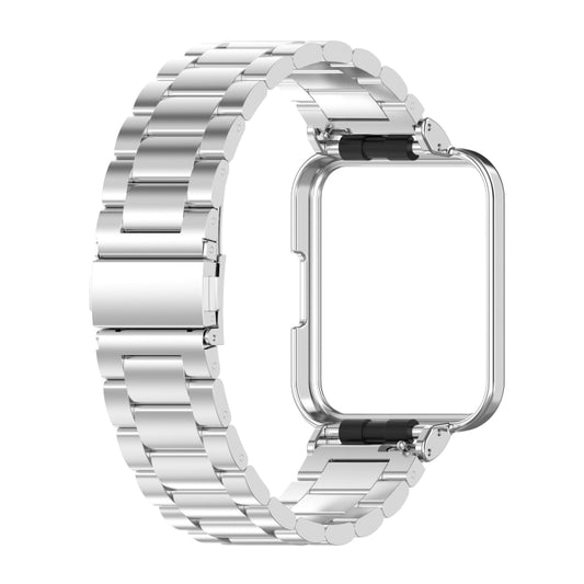 For Xiaomi Redmi Watch 2 2 in 1 Three-bead Metal Watch Band with Watch Frame(Silver) - Watch Bands by buy2fix | Online Shopping UK | buy2fix