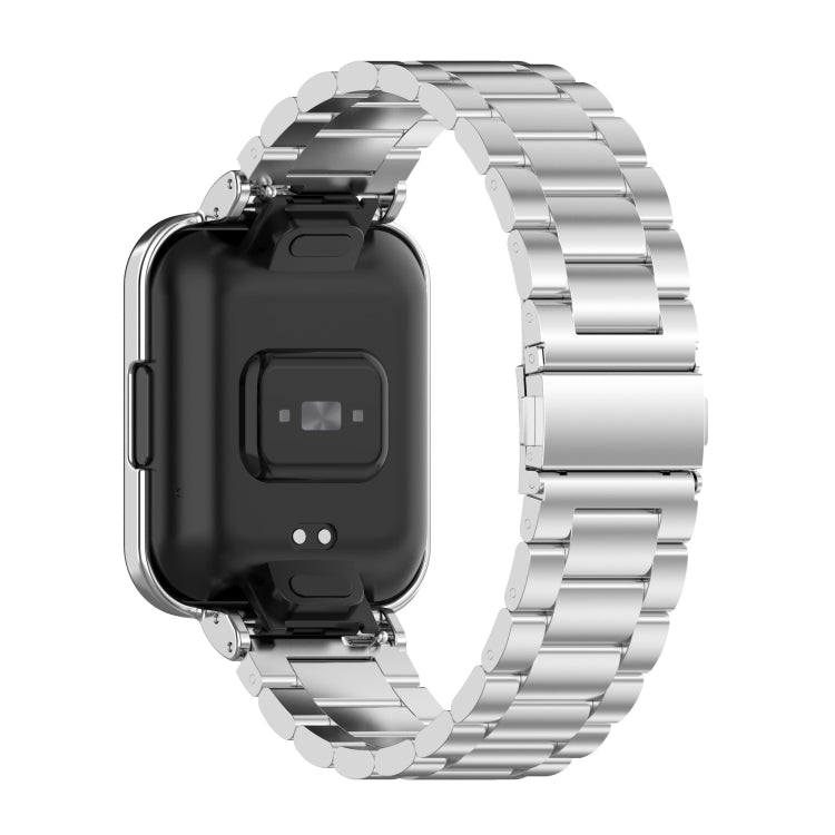 For Xiaomi Redmi Watch 2 2 in 1 Three-bead Metal Watch Band with Watch Frame(Silver) - Watch Bands by buy2fix | Online Shopping UK | buy2fix