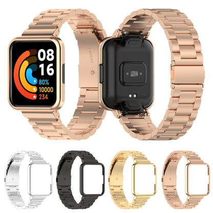 For Xiaomi Redmi Watch 2 2 in 1 Three-bead Metal Watch Band with Watch Frame(Silver) - Watch Bands by buy2fix | Online Shopping UK | buy2fix