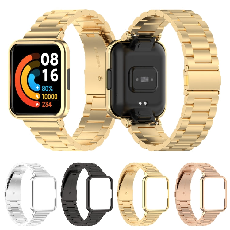 For Xiaomi Redmi Watch2 Lite International Version 2 in 1 Three-bead Metal Watch Band with Watch Frame(Silver) - Watch Bands by buy2fix | Online Shopping UK | buy2fix