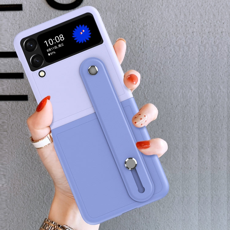 For Samsung Galaxy Z Flip3 5G Skin Contrast Wristband Folding Phone Case(Ice Blue + Dark Blue) - Galaxy Phone Cases by buy2fix | Online Shopping UK | buy2fix