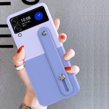 For Samsung Galaxy Z Flip3 5G Skin Contrast Wristband Folding Phone Case(Ice Blue + Dark Blue) - Galaxy Phone Cases by buy2fix | Online Shopping UK | buy2fix