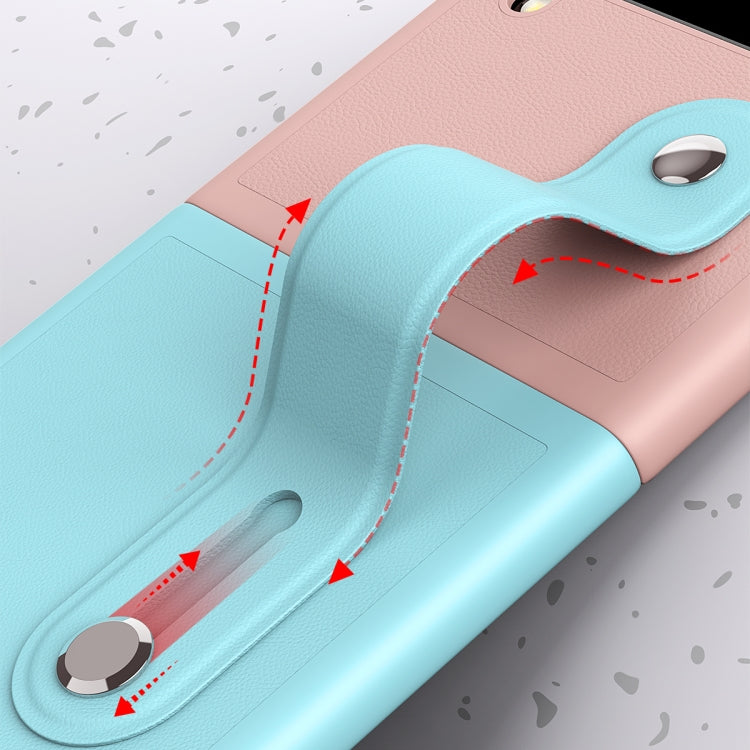 For Samsung Galaxy Z Flip3 5G Skin Contrast Wristband Folding Phone Case(Ice Blue + Dark Blue) - Galaxy Phone Cases by buy2fix | Online Shopping UK | buy2fix